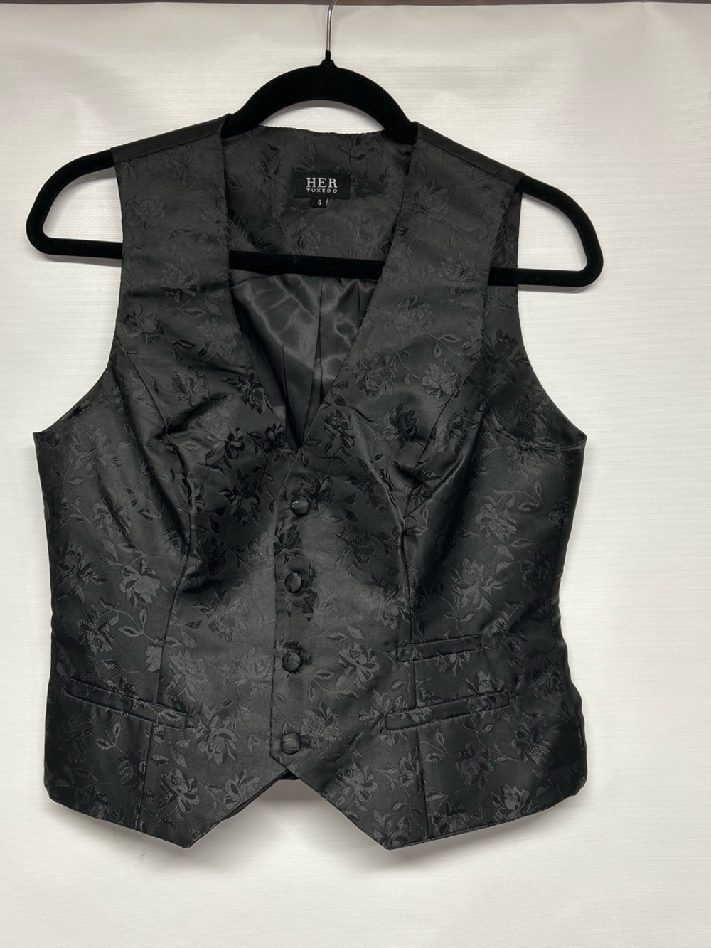 Black Floral Jacquard Vest